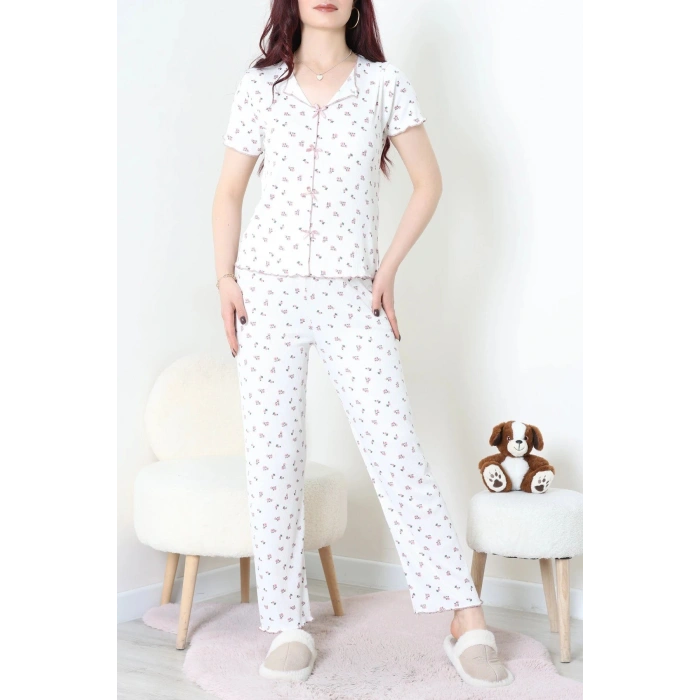 Kaşkorse Pijama Takımı Ekruçiçekli - 52281.1049.