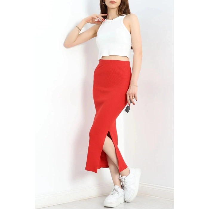 Kaşkorse Yırtmaçlı Etek Kırmızı - 90329.1567.