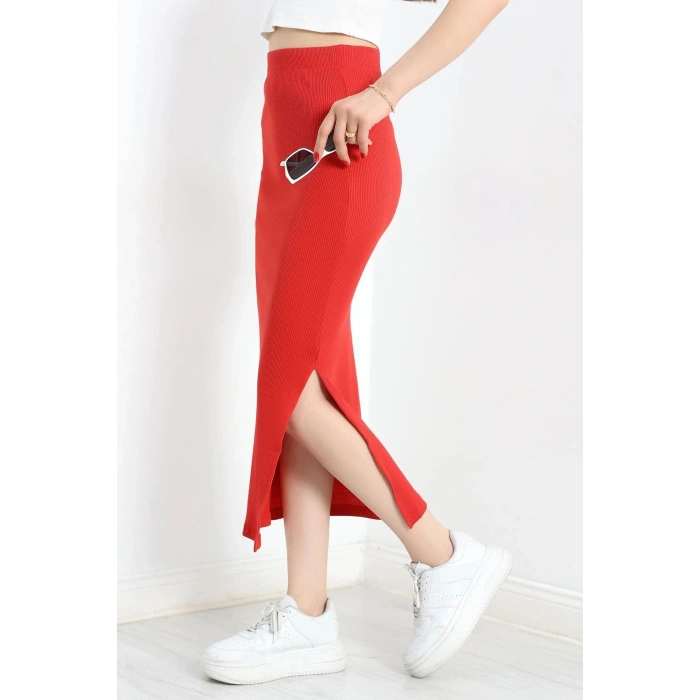 Kaşkorse Yırtmaçlı Etek Kırmızı - 90329.1567.