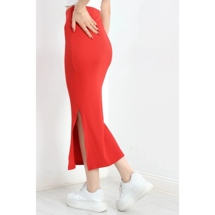 Kaşkorse Yırtmaçlı Etek Kırmızı - 90329.1567.