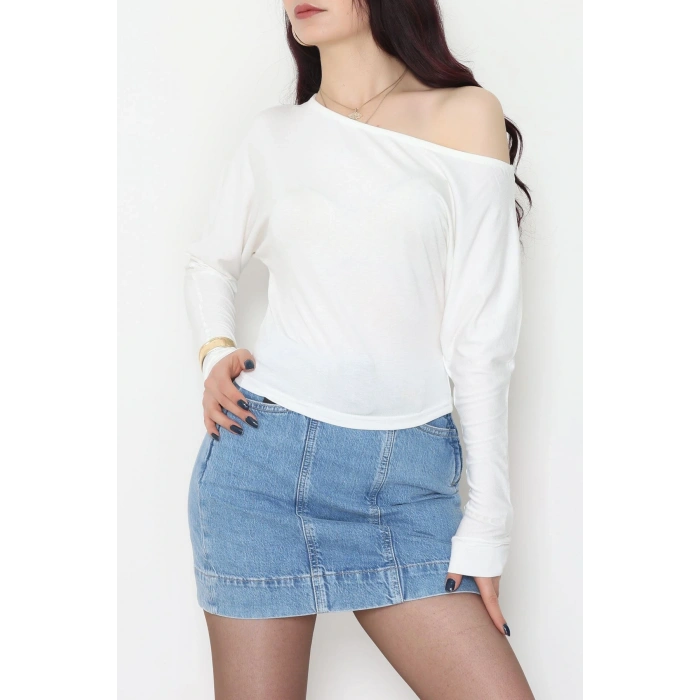 Kayık Yaka Viskon Body Ekru - 42777.599.