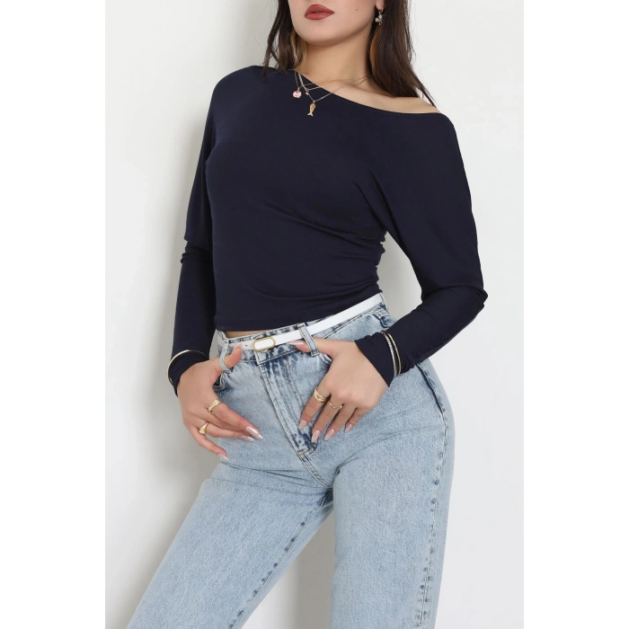 Kayık Yaka Viskon Body Lacivert - 42777.599.