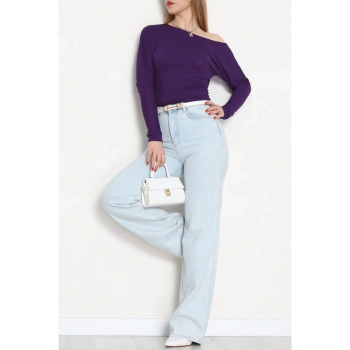 Kayık Yaka Viskon Body Mor - 42777.599.