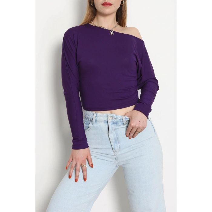 Kayık Yaka Viskon Body Mor - 42777.599.