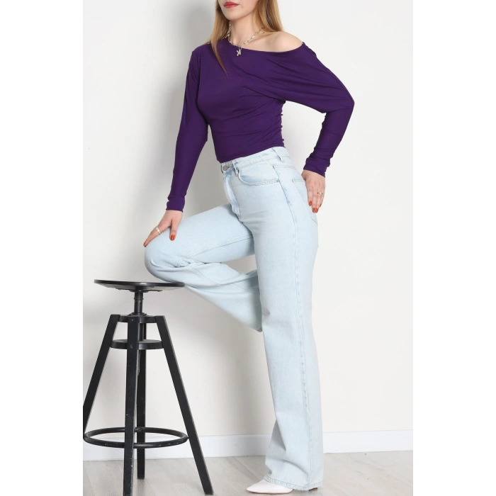 Kayık Yaka Viskon Body Mor - 42777.599.