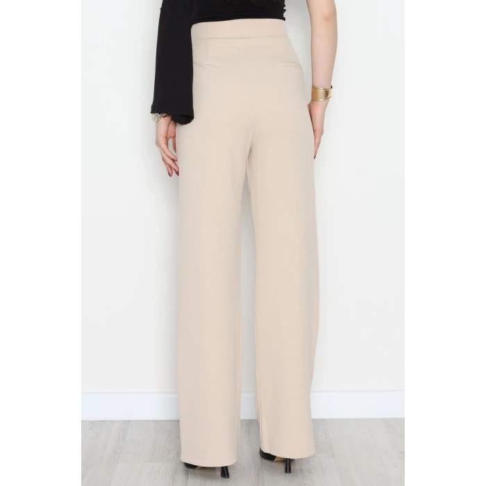 Kemer Cırtlı Krep Pantolon Bej - 20255.1865.