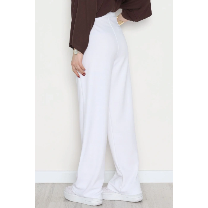 Kemer Cırtlı Krep Pantolon Beyaz - 20255.1865.