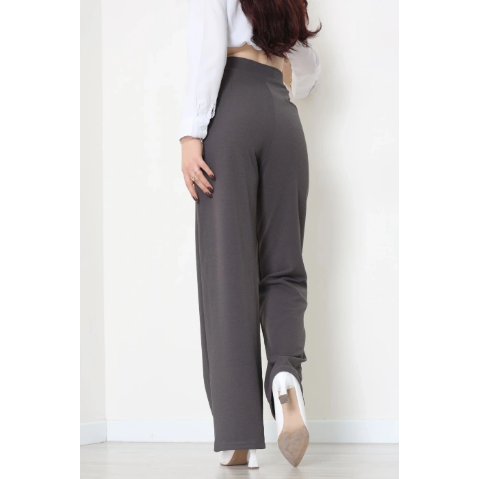 Kemer Cırtlı Krep Pantolon Koyufüme - 20255.1865.