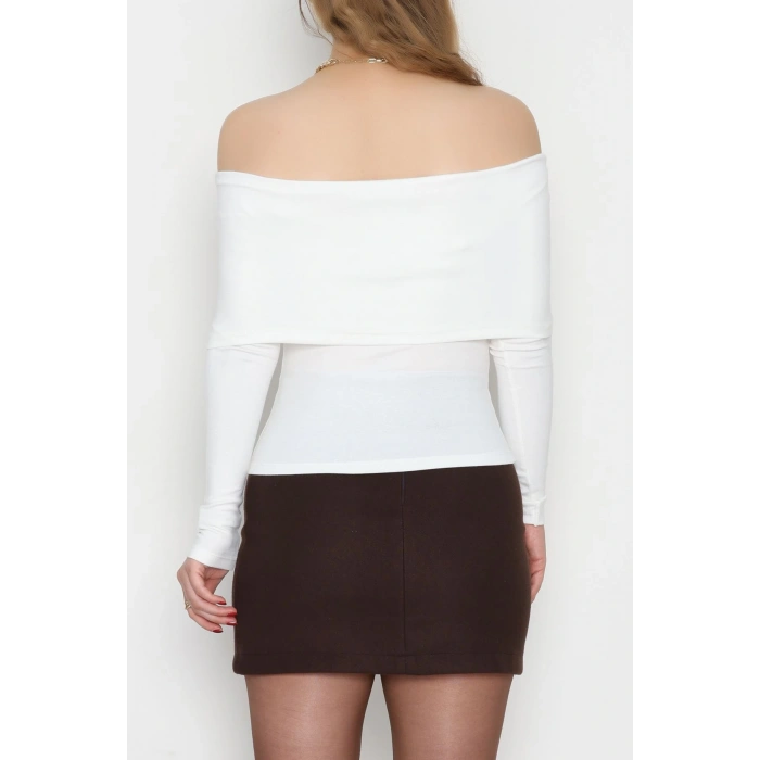 Kemer Detaylı Buzzy Bluz Ekru - 1465.2119.