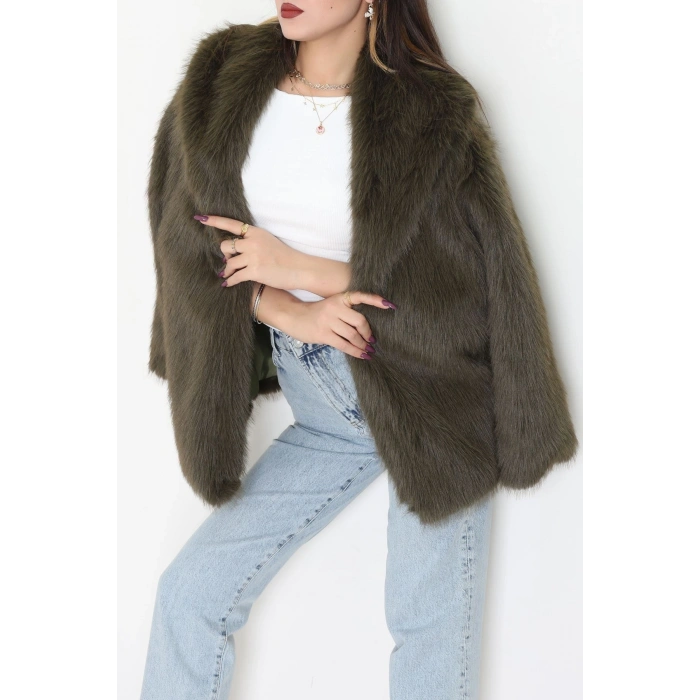 Kemerli Astarlı Kürk Mont Haki - 6677.179.