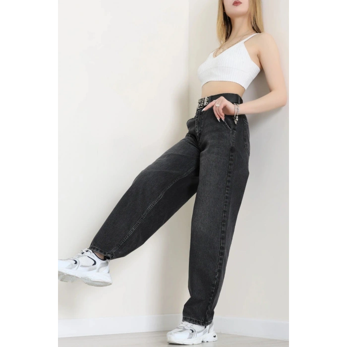 Kemerli Baggy Kot Pantolon Füme - 3119971.1968.
