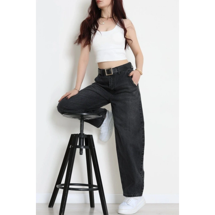 Kemerli Baggy Kot Pantolon Füme - 3171002.1968.