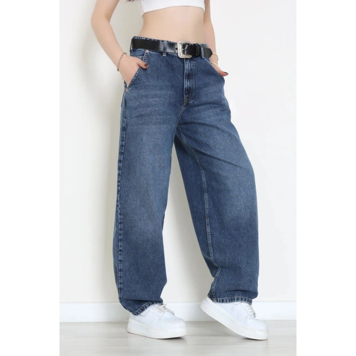 Kemerli Baggy Kot Pantolon Mavi - 3167015.1968.