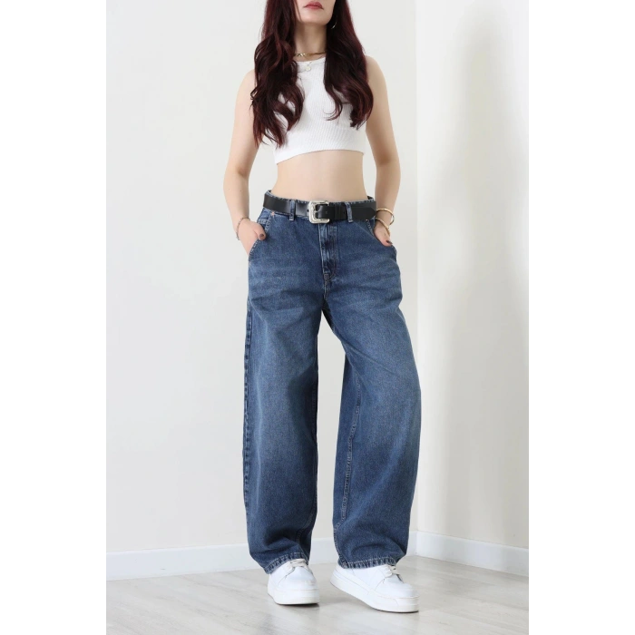 Kemerli Baggy Kot Pantolon Mavi - 3167015.1968.