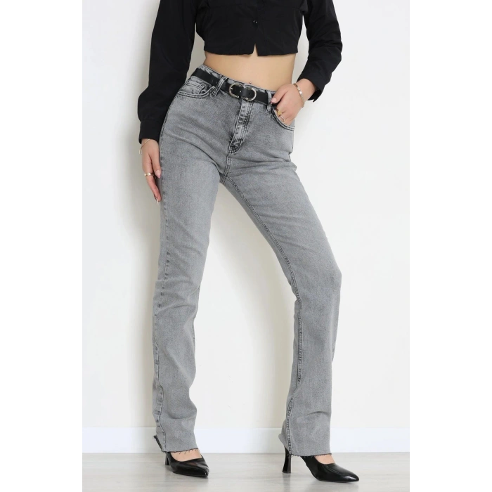 Kemerli Dar Paça Kot Pantolon Gray - 2821857.1968.