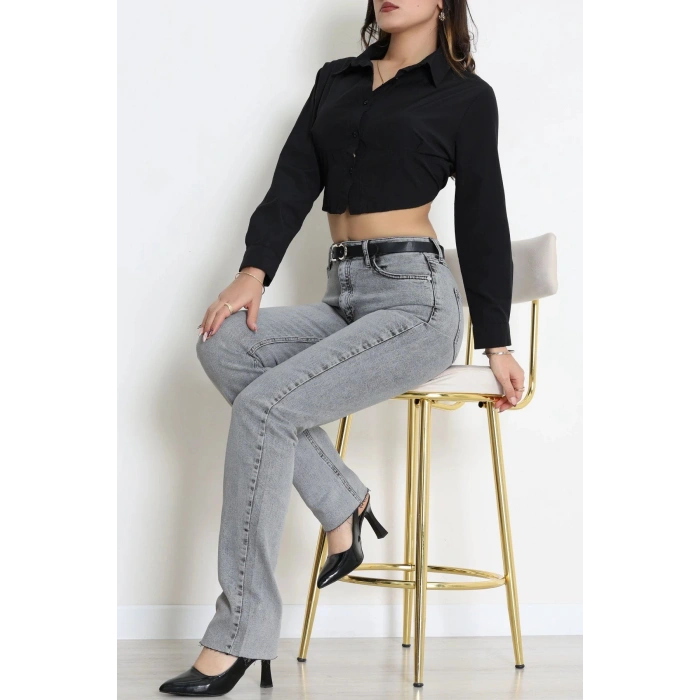 Kemerli Dar Paça Kot Pantolon Gray - 2821857.1968.