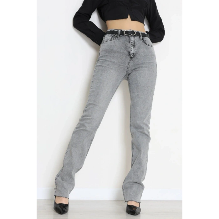 Kemerli Dar Paça Kot Pantolon Gray - 2821857.1968.