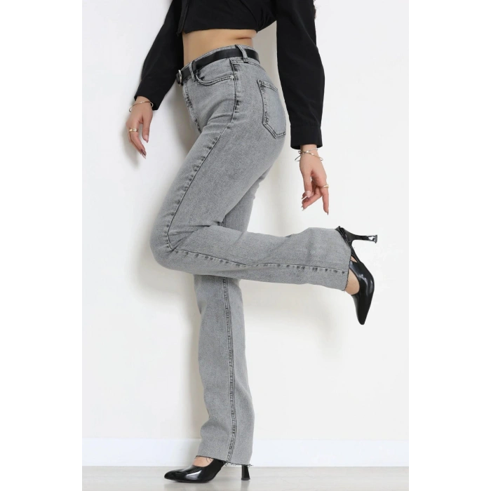Kemerli Dar Paça Kot Pantolon Gray - 2821857.1968.