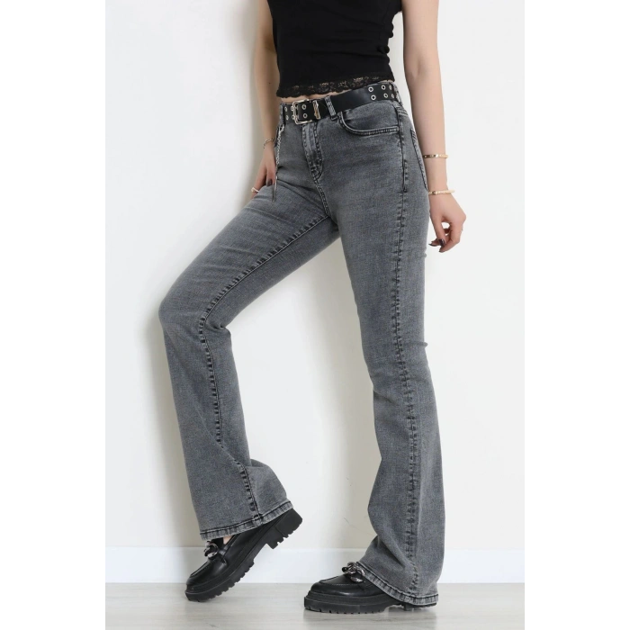 Kemerli İspanyol Kot Pantolon Gray - 3132962.1968.