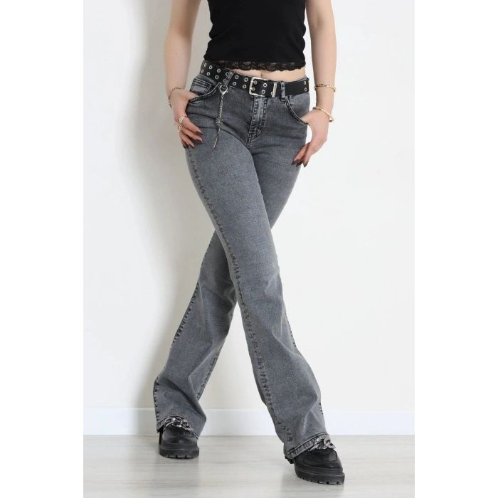 Kemerli İspanyol Kot Pantolon Gray - 3132962.1968.