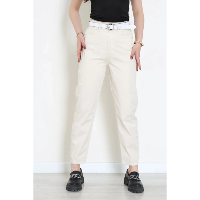 Kemerli Mom Kot Pantolon Bej - 3011931.1968.