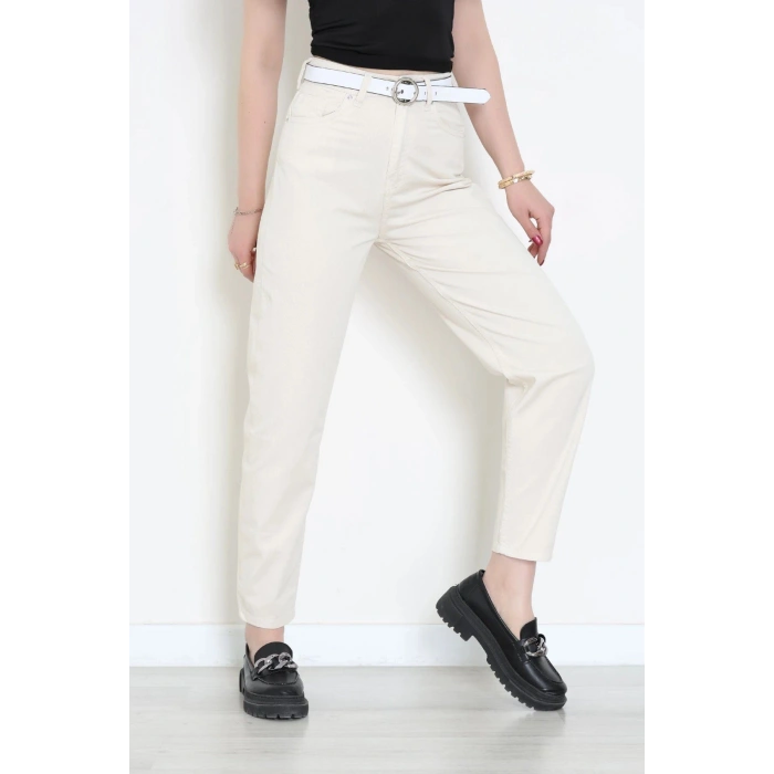 Kemerli Mom Kot Pantolon Bej - 3011931.1968.