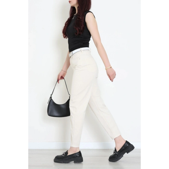 Kemerli Mom Kot Pantolon Bej - 3011931.1968.