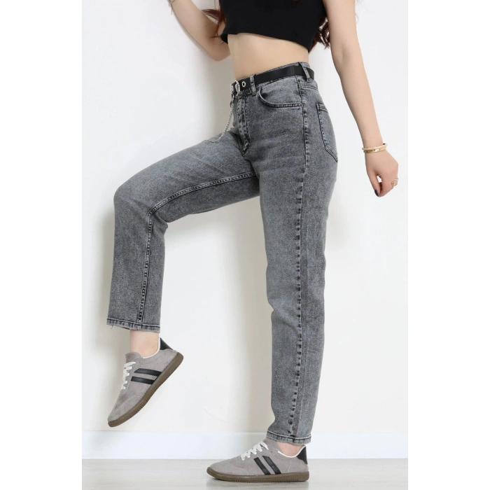 Kemerli Mom Kot Pantolon Gray - 2793853.1968.