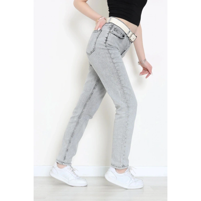 Kemerli Mom Kot Pantolon Gri - 2964903.1968.