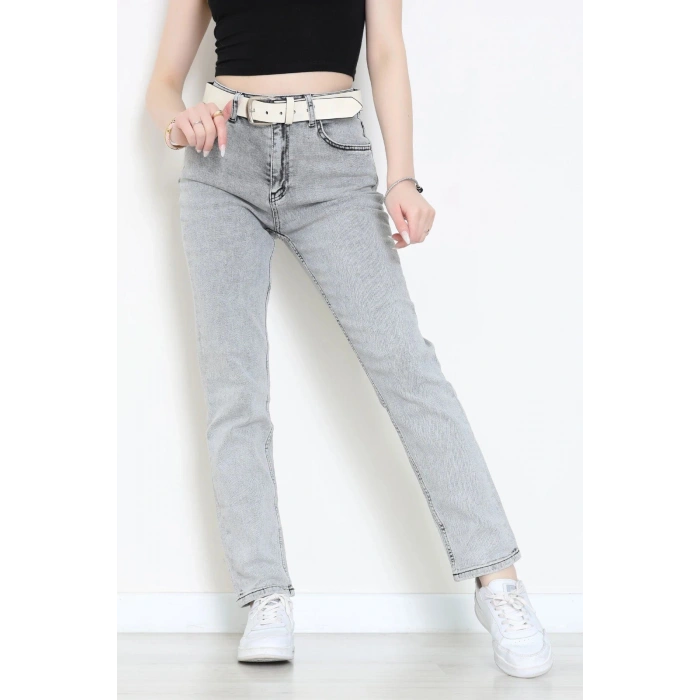 Kemerli Mom Kot Pantolon Gri - 2964903.1968.