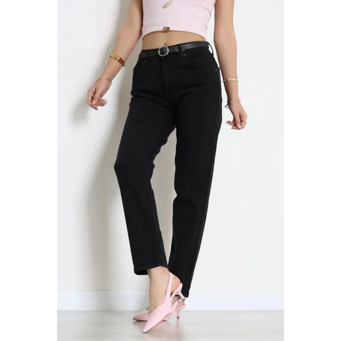 Kemerli Mom Kot Pantolon Siyah - 3277782.1968.