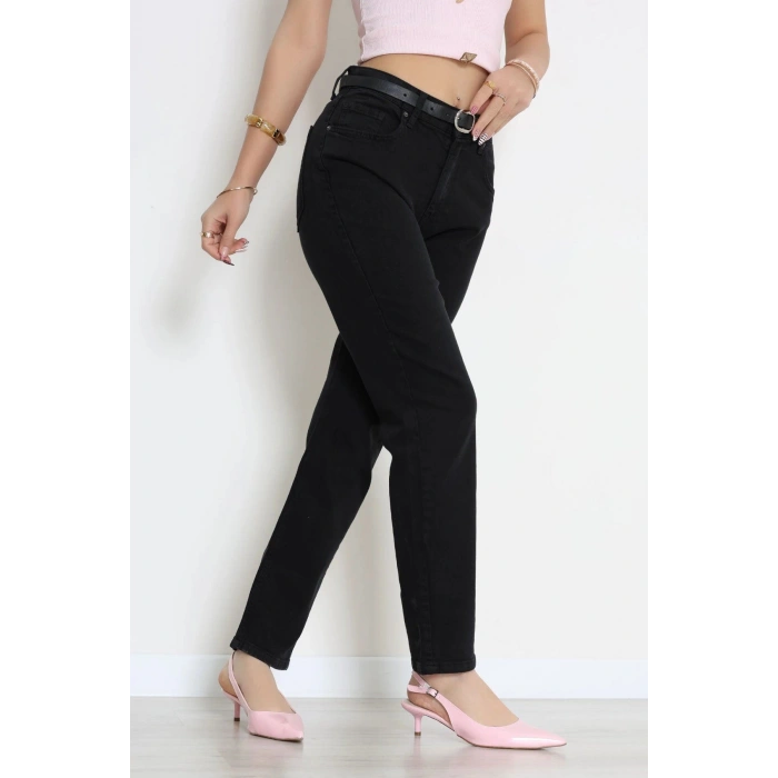 Kemerli Mom Kot Pantolon Siyah - 3277782.1968.