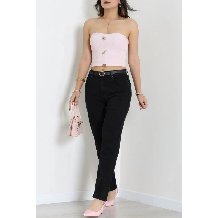 Kemerli Mom Kot Pantolon Siyah - 3277782.1968.