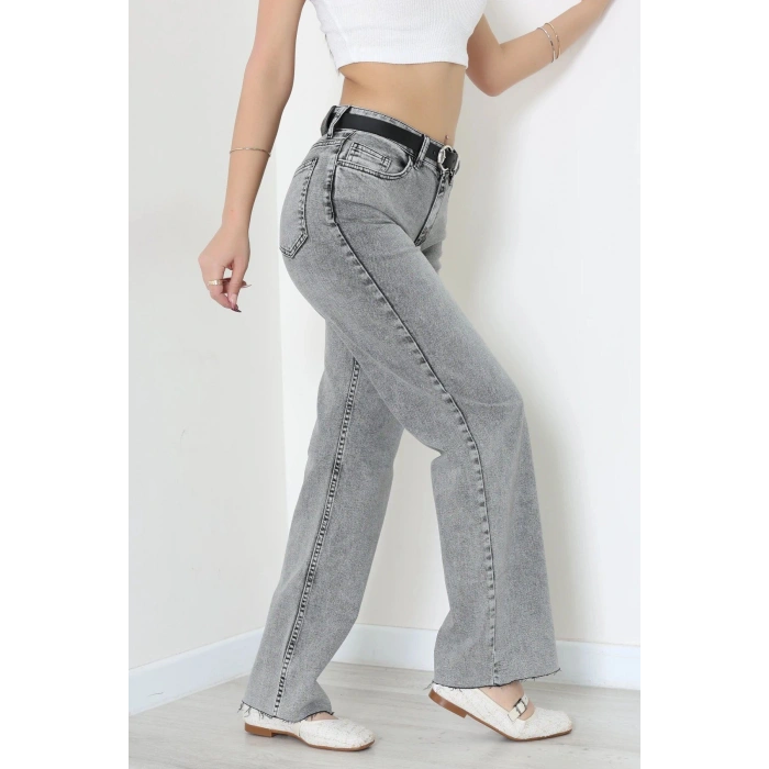 Kemerli Palazzo Kot Pantolon Gray - 2947907.1968.