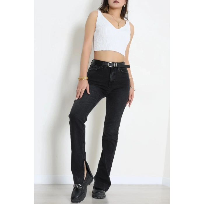 Kemerli Straight Kot Pantolon Füme - 2893885.1968.