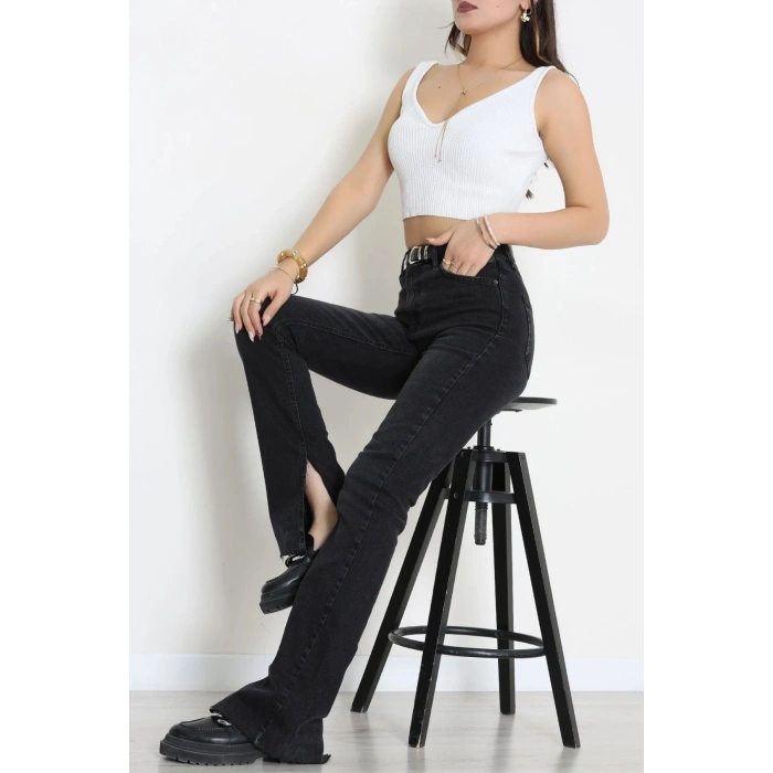 Kemerli Straight Kot Pantolon Füme - 2893885.1968.