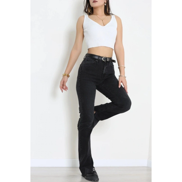 Kemerli Straight Kot Pantolon Füme - 2893885.1968.