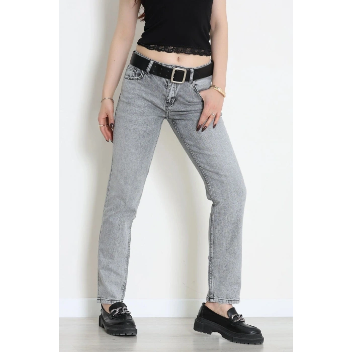 Kemerli Straight Kot Pantolon Grimelanj - 3139968.1968.