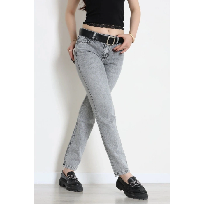 Kemerli Straight Kot Pantolon Grimelanj - 3139968.1968.
