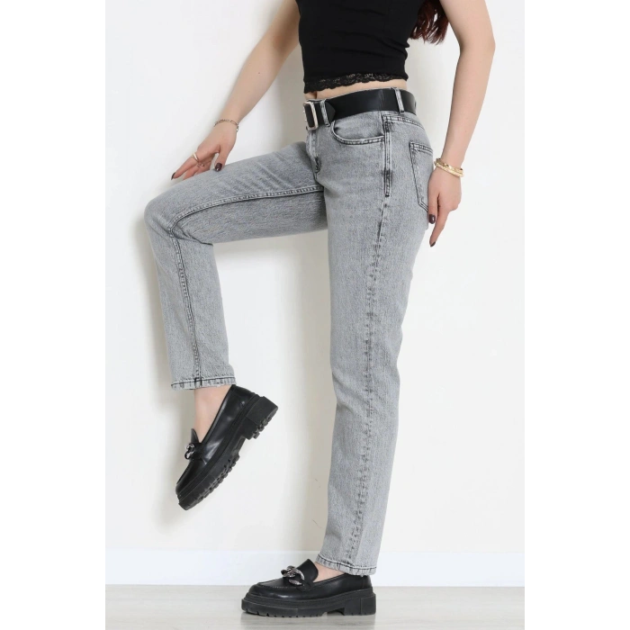 Kemerli Straight Kot Pantolon Grimelanj - 3139968.1968.