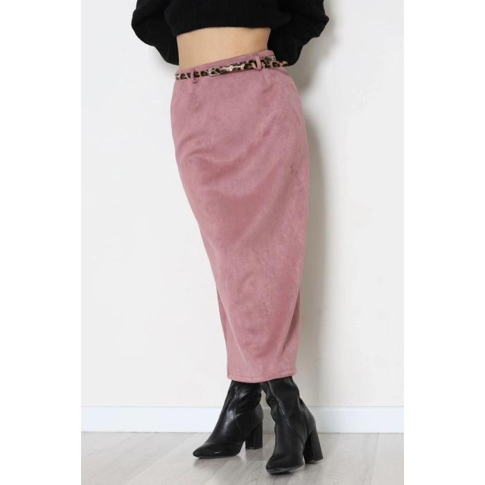 Kemerli Süet Etek Pembe - 60653.2126.