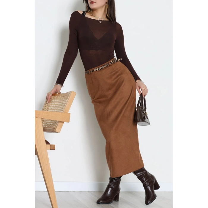 Kemerli Süet Etek Taba - 60653.2126.