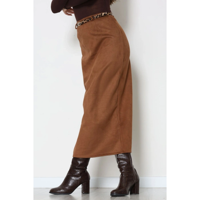 Kemerli Süet Etek Taba - 60653.2126.