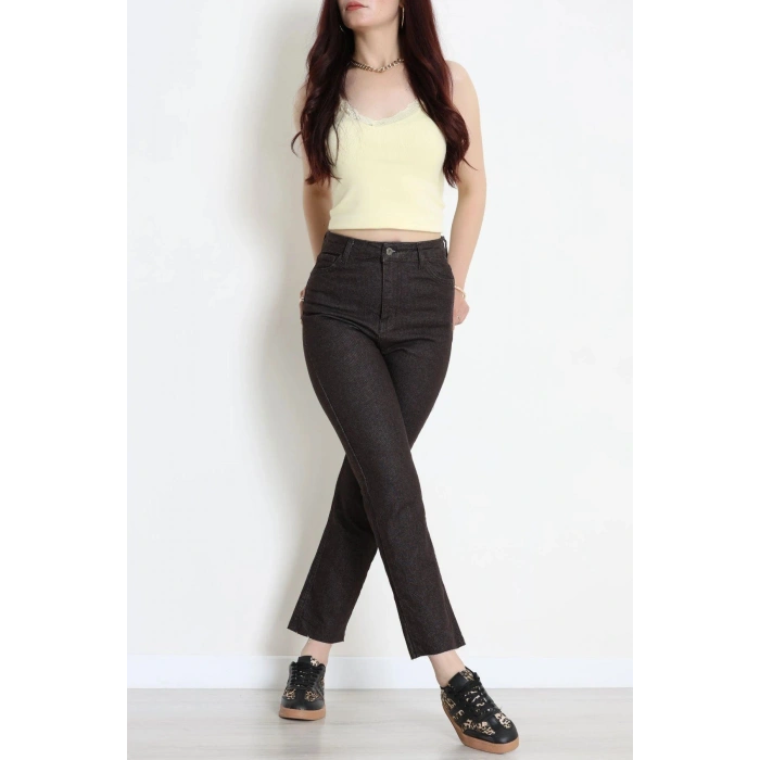 Kesik Paça Straight Kot Pantolon Kahve - 32478.1566.