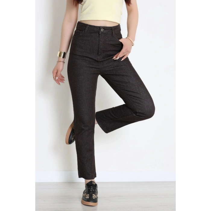 Kesik Paça Straight Kot Pantolon Kahve - 32478.1566.