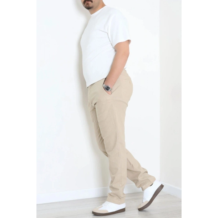 Keten Beli Lastikli Kemerli Erkek Pantolon Bej - 71614.2166.