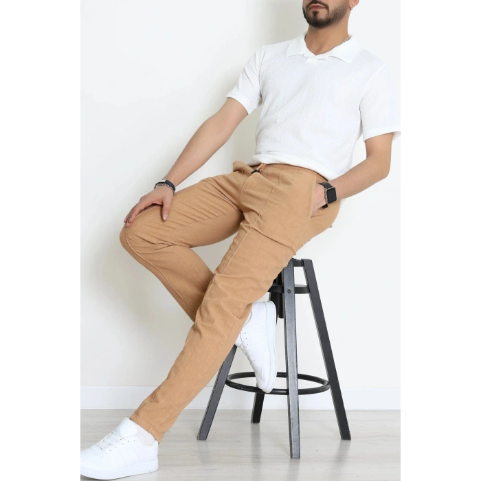 Keten Çımalı Erkek  Pantolon Camel - 71215.1947.