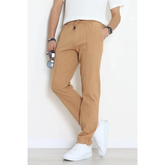 Keten Çımalı Erkek  Pantolon Camel - 71215.1947.