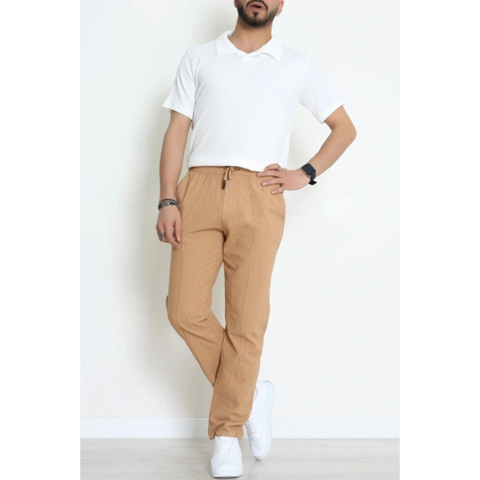 Keten Çımalı Erkek  Pantolon Camel - 71215.1947.