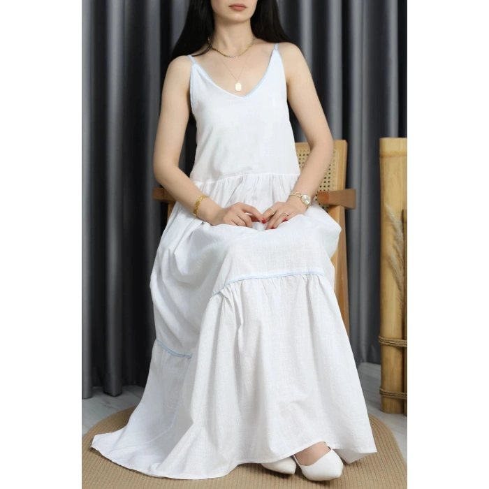 Keten Elbise Beyaz - 41566.308.